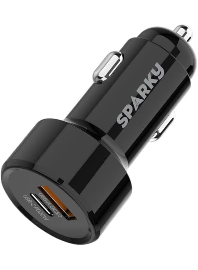 سباركي شاحن سيارة سباركي 38 واط بمنفذين USB-C PD و USB-A QC 3.0 – شحن سريع - Image 2
